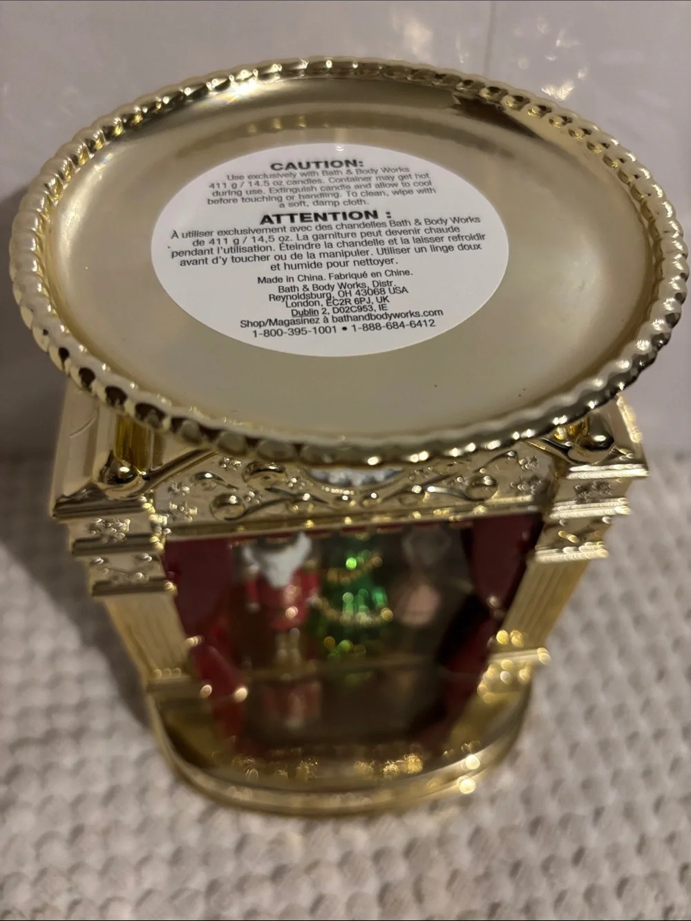 Bath & Body Gold tone Nutcracker lightbox candle holder NWT